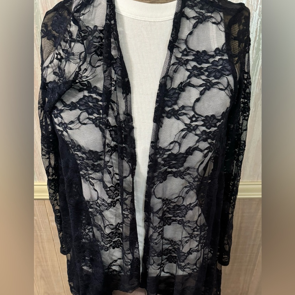 Navy lace open cardigan